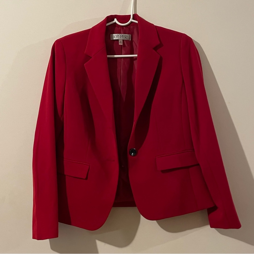 kasper petite red blazer jacket